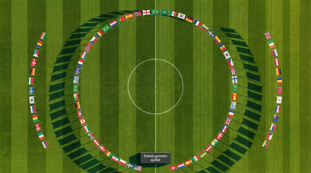 Oversigt over VM 2026 gruppeinddelinger med flag fra alle 48 deltagende nationer