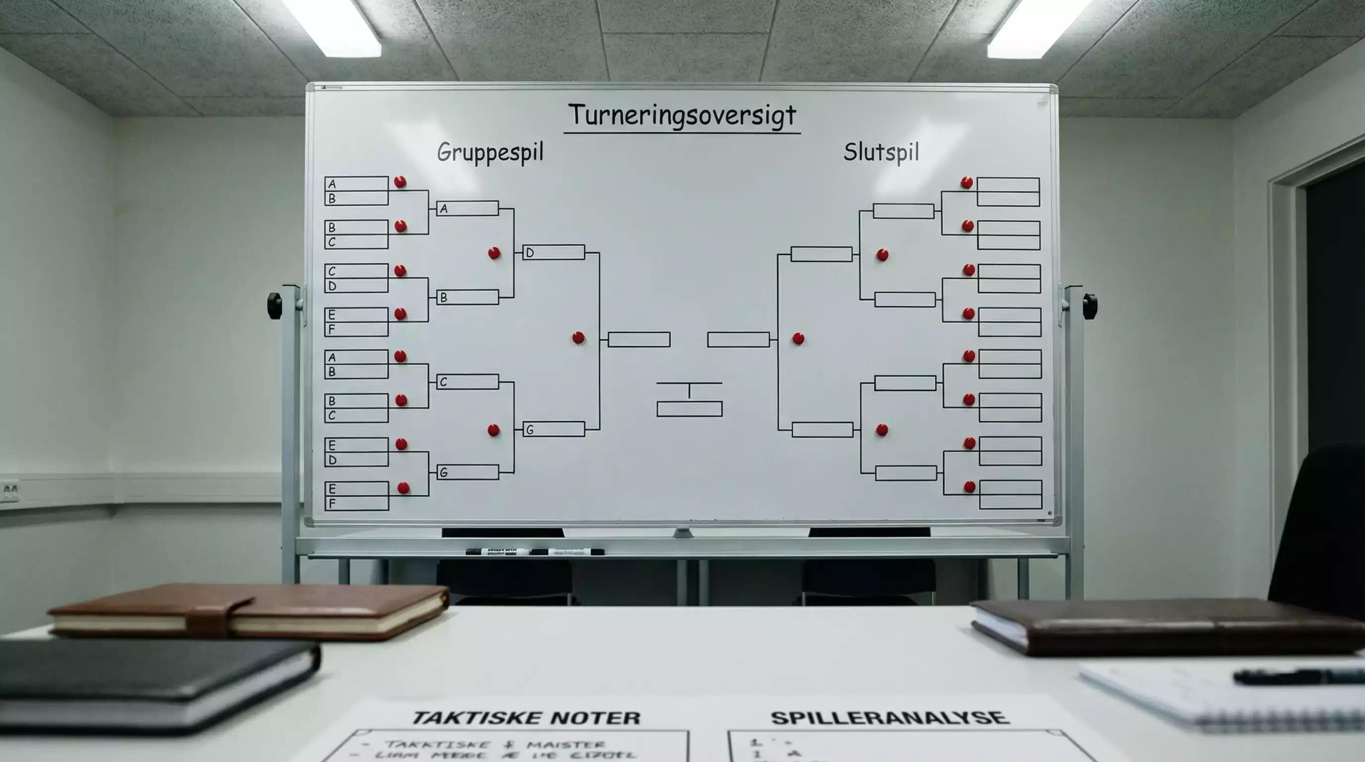 Fodboldtaktik og VM 2026 gruppespilsanalyse på tavle