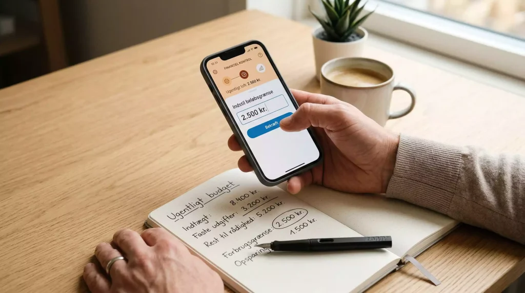 Person sætter budget på mobil før VM 2026 væddemål