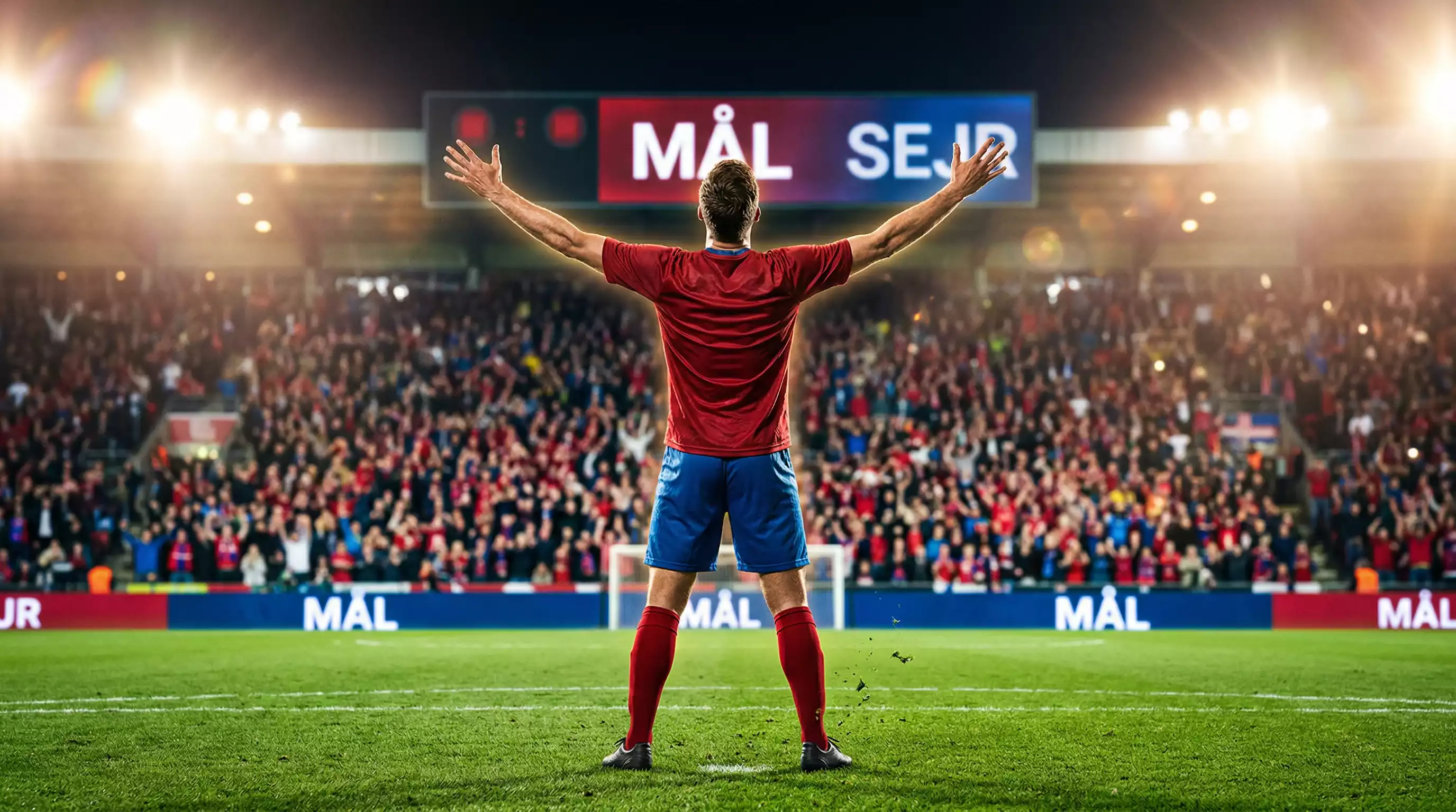 Erling Haaland i norsk landsholdsdragt fejrer mål