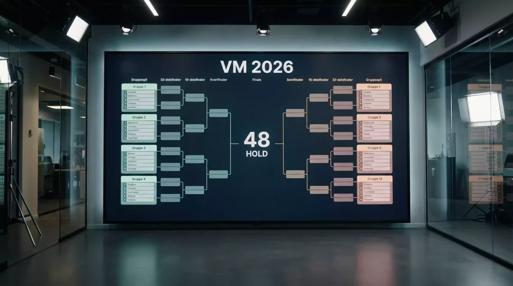 VM 2026 turneringsformat med 48 hold fordelt på 12 grupper og round of 32 knockout-struktur